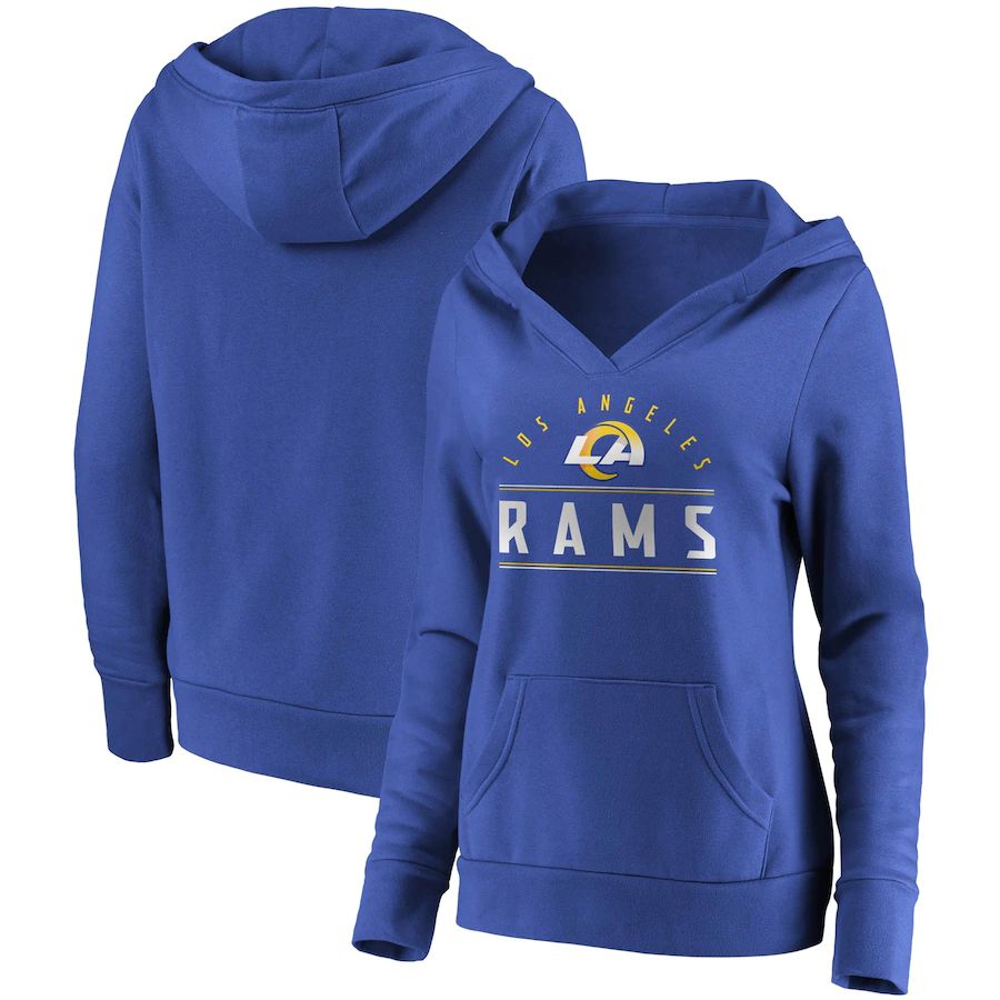 Women Los Angeles Rams Fanatics Branded Royal Iconic League Leader V-Neck Pullover Hoodie->women nfl jersey->Women Jersey